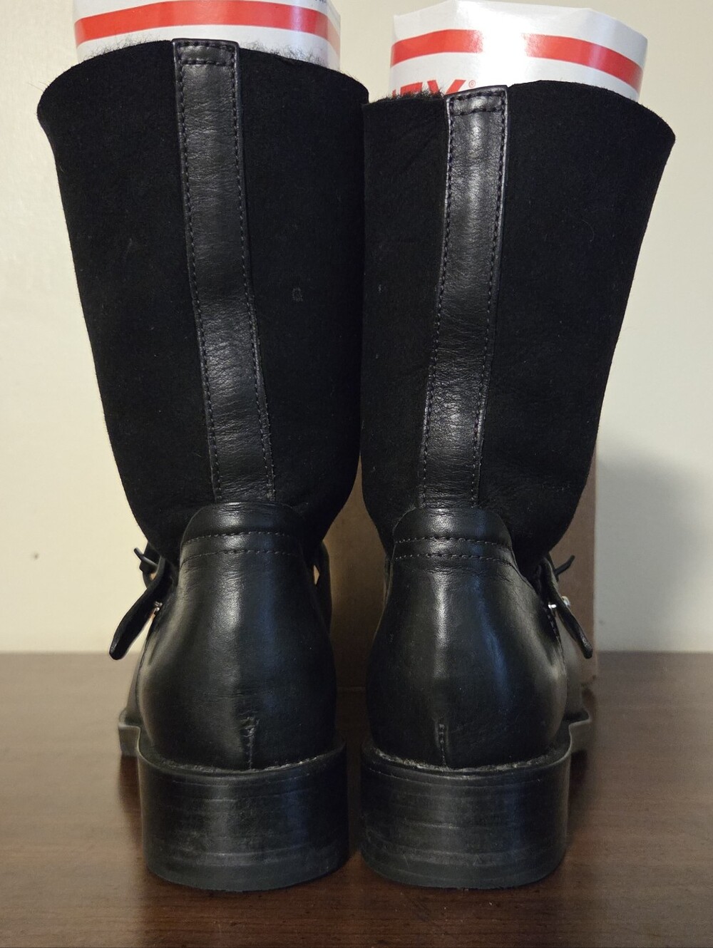 Rag & Bone Oliver Black Leather Suede Shearling Moto Boots Womens Sz 37.5 US 7.5 - Picture 10 of 13